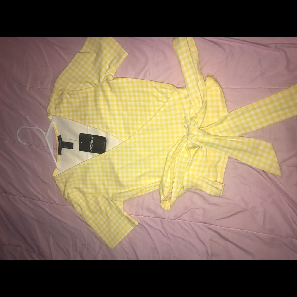 Yellow and white Wrap shirt brand new